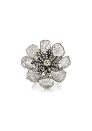 Amrapali - One of a Kind 18K White Gold Large Flower Diamond Ring - Grey - US 6.5 - Moda Operandi - Gifts For Her