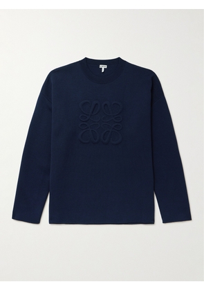 LOEWE - Logo-Debossed Wool-Blend Sweater - Men - Blue - S