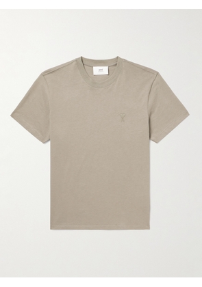 AMI PARIS - ADC Logo-Embroidered Organic Cotton-Jersey T-Shirt - Men - Brown - XS