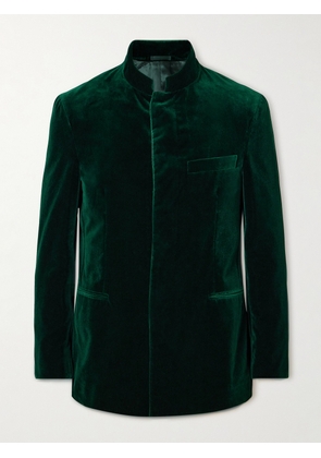 Kingsman - Argylle Nehru-Collar Cotton-Velvet Jacket - Men - Green - IT 46