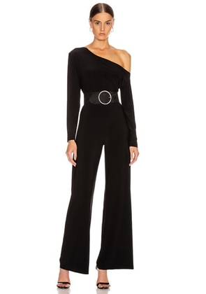 Norma Kamali Long Sleeve Drop Shoulder Jumpsuit in Black - Black. Size S (also in XS).