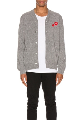 COMME des GARCONS PLAY Multiheart Cardigan in Grey - Gray. Size L (also in M, XL).