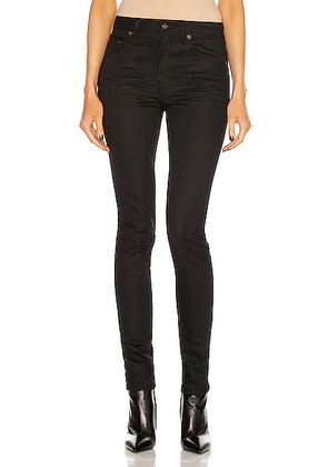 Saint Laurent Medium Waist Skinny Jean in Used Black - Black. Size 24 (also in 25, 26, 28).
