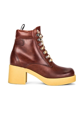Miu Miu Platform Lace Up Ankle Boots in Cognac - Brown. Size 37.5 (also in 40, 41).