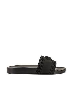 VERSACE Slide Sandals in Black - Black. Size 41 (also in 42, 43).