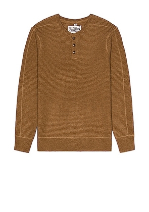 Schott Button Henley Sweater in Camel - Brown. Size S (also in L).