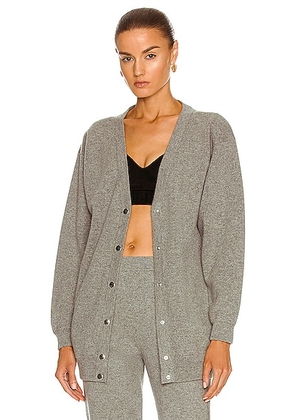 ALAÏA Regular Relaxed Fit Cardigan in Gris Chine - Grey. Size 42 (also in ).