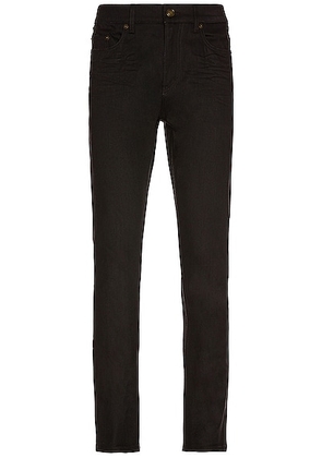 Saint Laurent Skinny 5 Pockets Medium Waist Cropped Jean in Used Black - Black. Size 32 (also in ).