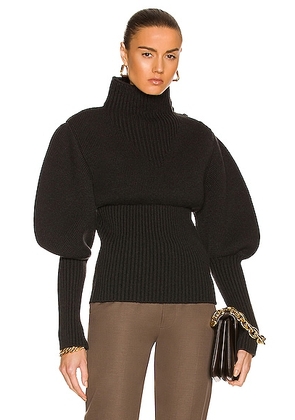 Bottega Veneta Wool Exaggerated Sleeves Sweater in Dark Green - Dark Green. Size L (also in M).