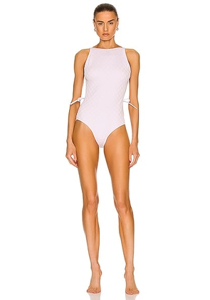 Bottega Veneta Mini Intreccio Swimsuit in Mirth Washed - Lavender. Size L (also in M, XL).
