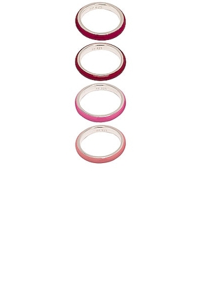 FRY POWERS Set of 4 Ombre Enamel Rings in Pink Ombre - Pink. Size 5 (also in 6, 7).