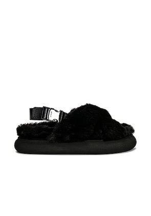 Moncler Solarisse Faux Fur Sandal in Black - Black. Size 37 (also in 38, 39, 41).