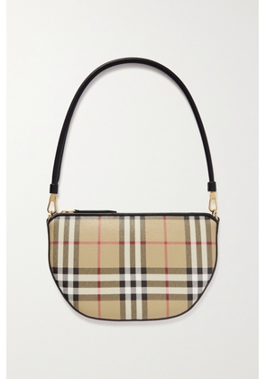Burberry - Leather-trimmed Checked Canvas Shoulder Bag - Neutrals - One size