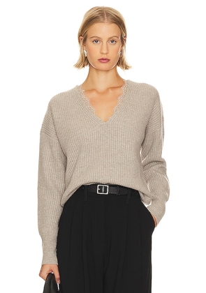 Brochu Walker Ava Lace Vee Sweater in Grey. Size L.