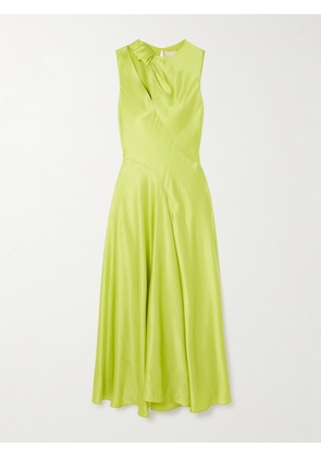 Roksanda - Alma Asymmetric Knotted Silk-satin Maxi Dress - Yellow - UK 4,UK 6,UK 8,UK 10,UK 12,UK 14,UK 16,UK 18
