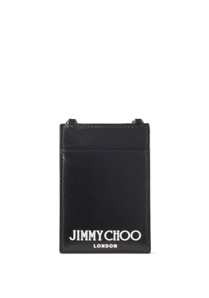Jimmy Choo logo-print chain card holder - Black