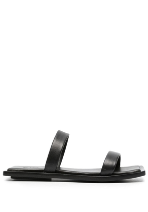 St. Agni Minimal two strap leather slides - Black