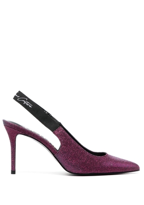 Versace Jeans Couture 95mm glittered pointed pumps - Pink