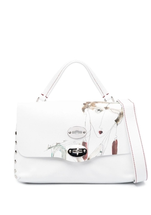 Zanellato Postina graphic-print leather tote bag - White