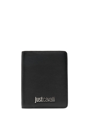 Just Cavalli logo-lettering bi-fold leather wallet - Black