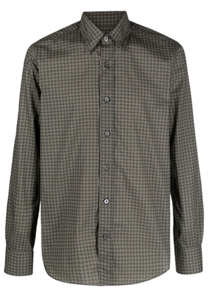 Canali patterned-jacquard cotton shirt - Green