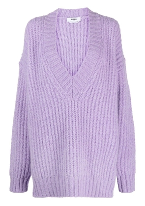 MSGM V-neck chunky-knit jumper - Purple