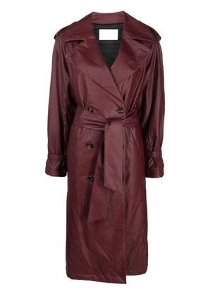 Manuel Ritz faux-leather double-breasted trench coat - Red