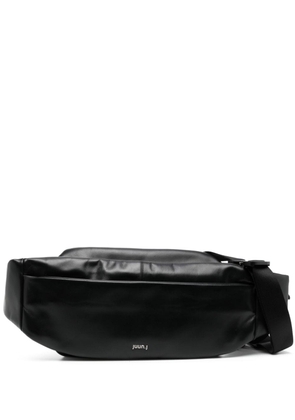 Juun.J logo-lettering leather shoulder bag - Black