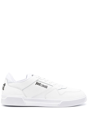 Just Cavalli logo-print panelled leather sneakers - White