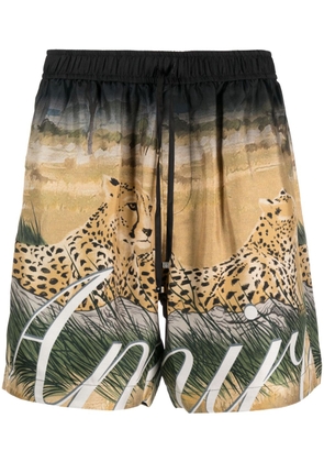 AMIRI cheetah-print silk shorts - Neutrals