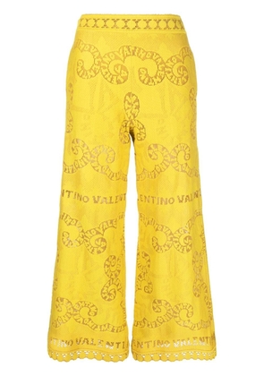 Valentino Garavani cropped pointelle lace trousers - Yellow