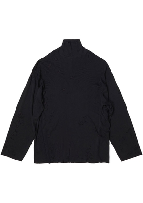 Balenciaga distressed-finish roll neck sweatshirt - Black