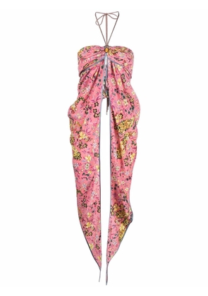 ETRO floral-print draped silk top - Pink