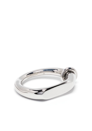 Jil Sander logo-engraved ribbed-detail ring - Silver