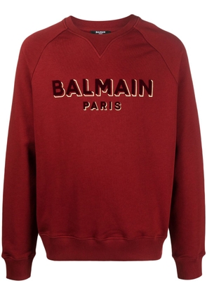 Balmain logo-print crew-neck sweatshirt - Red