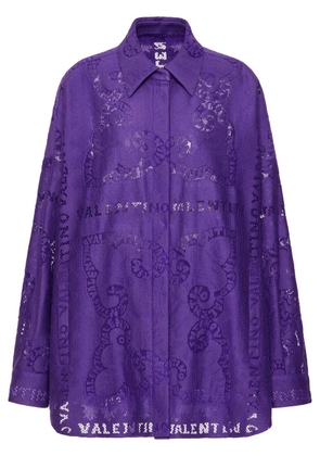 Valentino Garavani cut-out lace shirt minidress - Purple