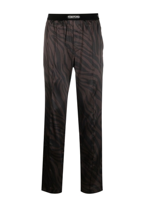 TOM FORD logo-patch silk pyjama trousers - Brown