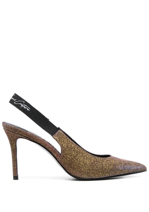 Versace Jeans Couture 95mm glittered stiletto pumps - Gold