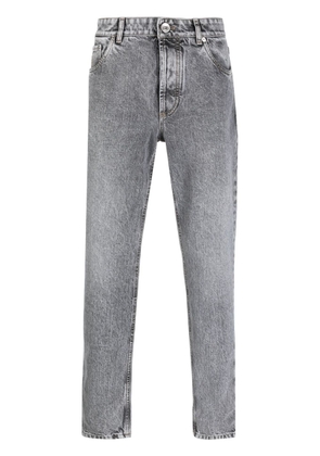 Brunello Cucinelli logo-patch straight-leg jeans - Grey