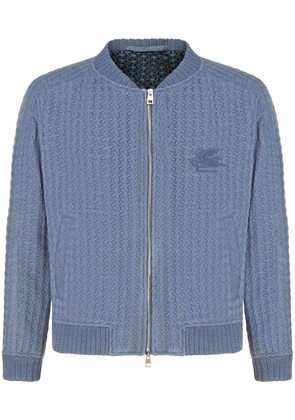 ETRO basket-weave zipped bomber jacket - Blue
