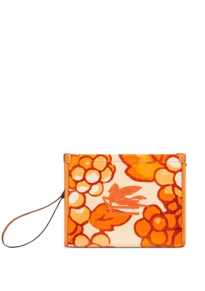 ETRO Berry-print velvet pouch - Orange