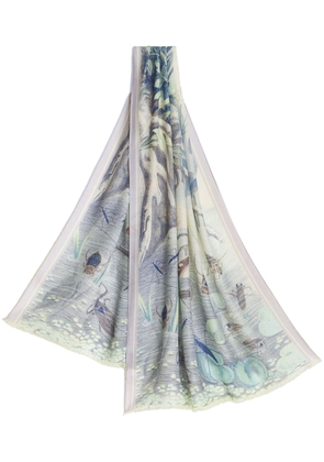 ETRO graphic-print wool-silk scarf - Blue