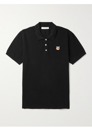 Maison Kitsuné - Logo-Appliquéd Cotton-Piqué Polo Shirt - Men - Black - XS