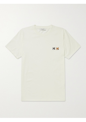 Maison Kitsuné - Logo-Appliquéd Cotton-Jersey T-Shirt - Men - Neutrals - XS