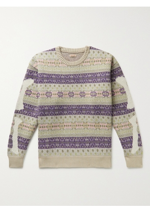 KAPITAL - Intarsia Fair Isle Wool-Blend Sweater - Men - Purple - 1