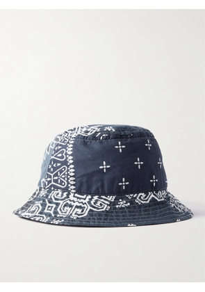 KAPITAL - Logo-Appliquéd Bandana-Print Cotton-Voile Bucket Hat - Men - Blue