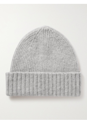 Mr P. - Ribbed Brushed-Lambswool Beanie - Men - Gray