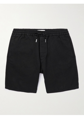 Mr P. - Straight-Leg Cotton and Linen-Blend Twill Drawstring Shorts - Men - Black - 28