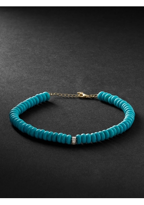 Mateo - Gold, Turquoise and Diamond Beaded Bracelet - Men - Blue