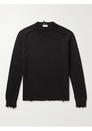 SAINT LAURENT - Distressed Cotton Sweater - Men - Black - XS